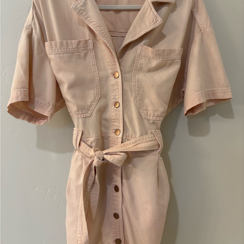 Anthropologie Pilcro Pink Button-Up Belted Dress